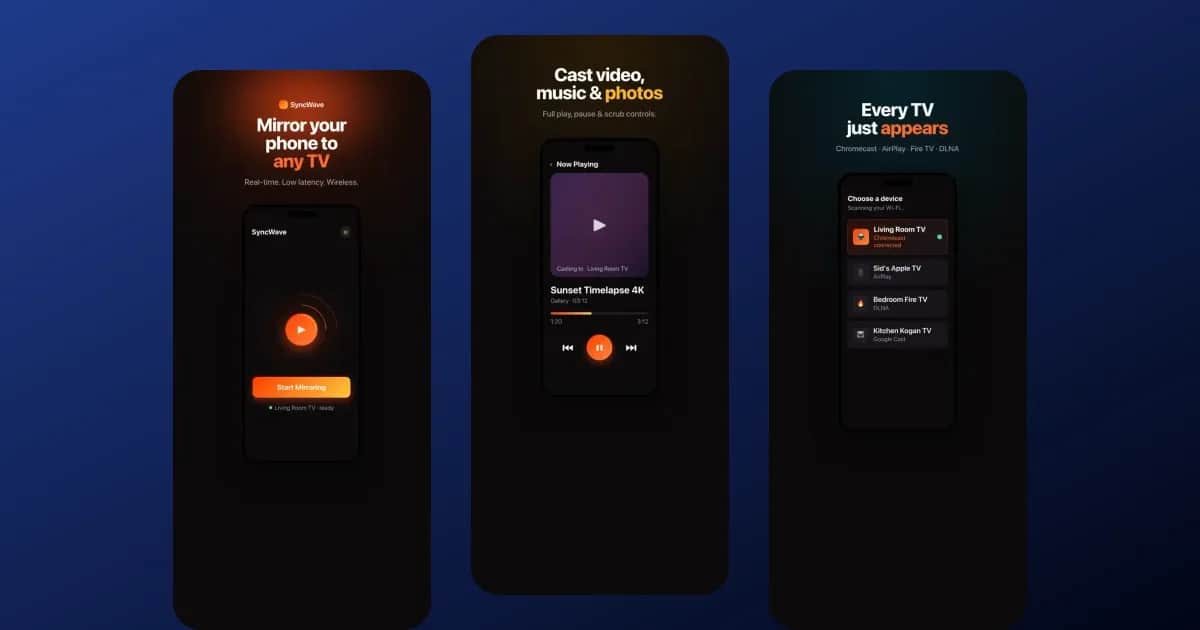 SyncWave Cast Mirror mobile app